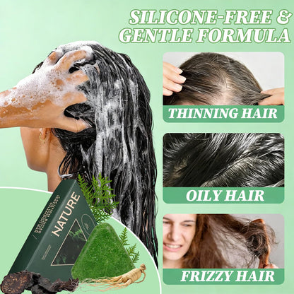 ekxzvg Nature Triangle Shampoo Bar – Usman Herb & Ginseng, 2-Pack
