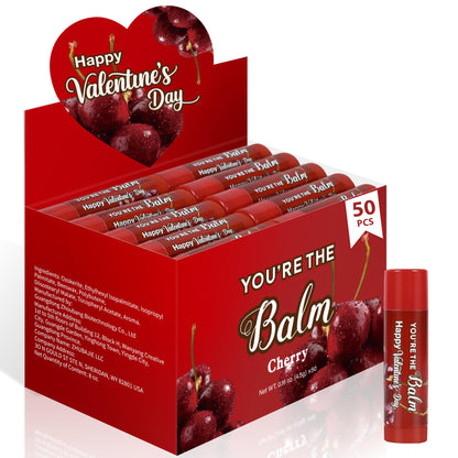 ElasignShopo 50-Pack Cherry Lip Balm Bulk for Valentines, Galentines & Party Favors