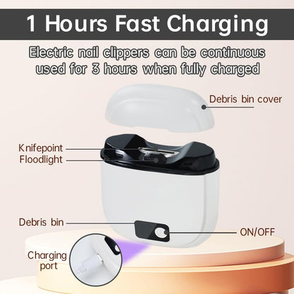 Electric Nail Clipper – 3-Speed USB-C Rechargeable Nail Trimmer with LED Light (Safe for Babies, Kids & Seniors)