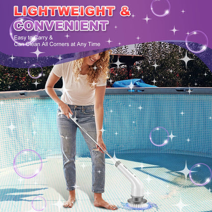 Electric Spin Scrubber — Cordless 2-Speed Cleaning with 7 Brush Heads & Extension Arm