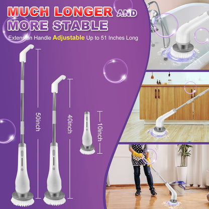 Electric Spin Scrubber — Cordless 2-Speed Cleaning with 7 Brush Heads & Extension Arm