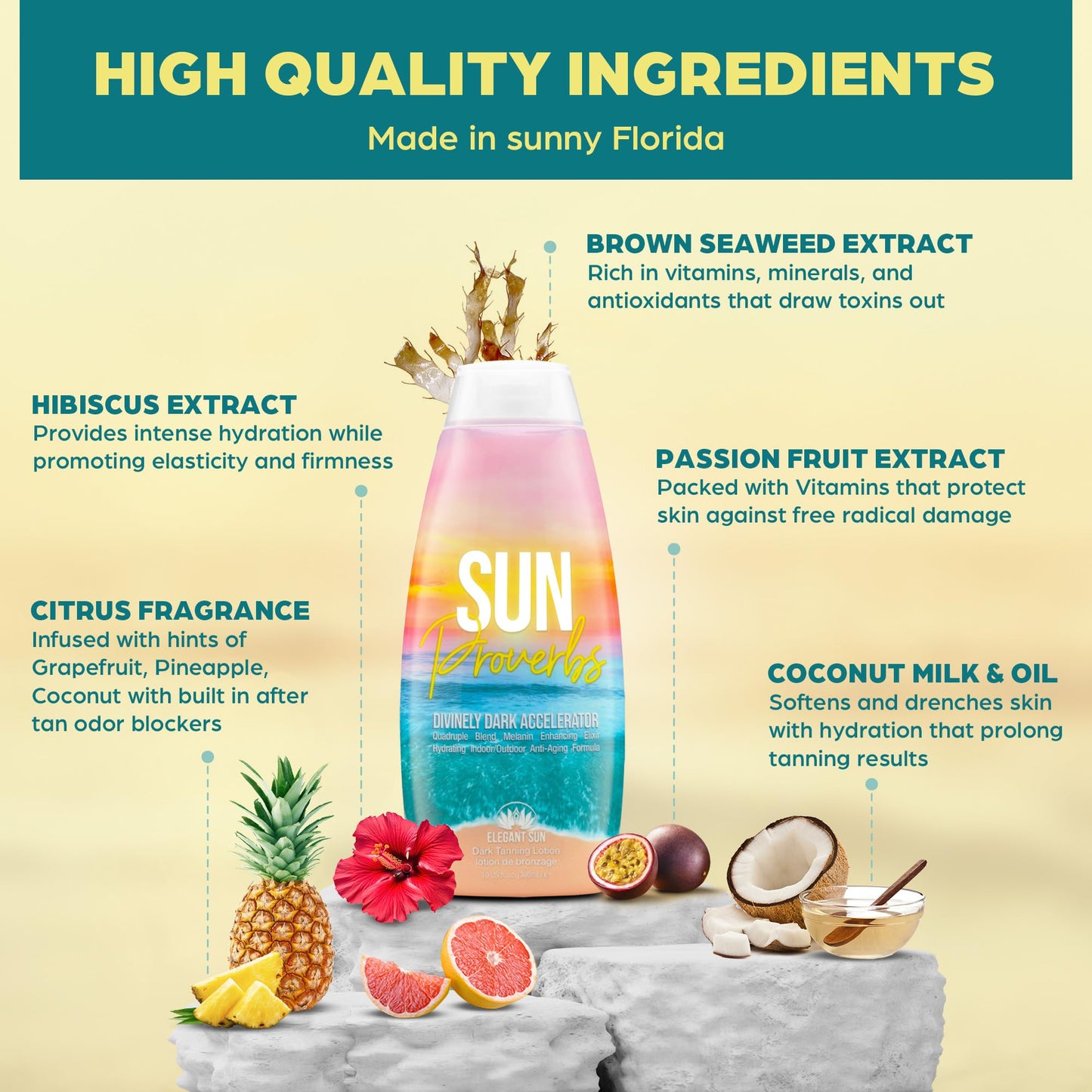 Elegant Sun Sun Proverbs – Bronzer-Free Tanning Lotion for Indoor & Outdoor Use