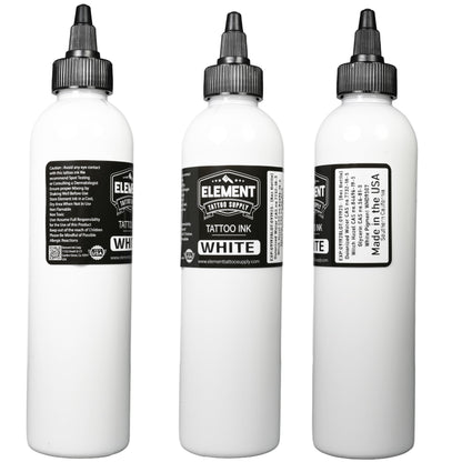 Element Tattoo Supply Black & White Ink Set – 8oz for Outlines, Shading & Highlights