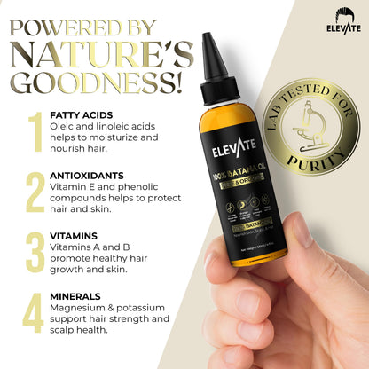 Elevate Batana Oil for Hair Growth – 100% Pure, Cold-Pressed Honduran Oil | 4 Fl Oz