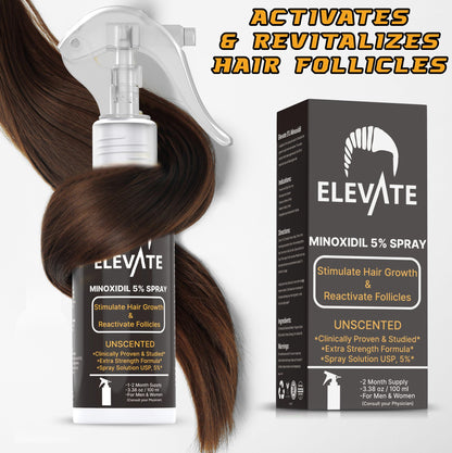 Elevate 5% Minoxidil Hair Regrowth Spray – Extra Strength for Men & Women (1 Month)