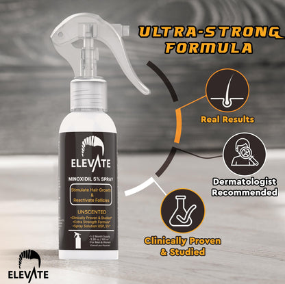 Elevate 5% Minoxidil Hair Regrowth Spray – Extra Strength for Men & Women (1 Month)