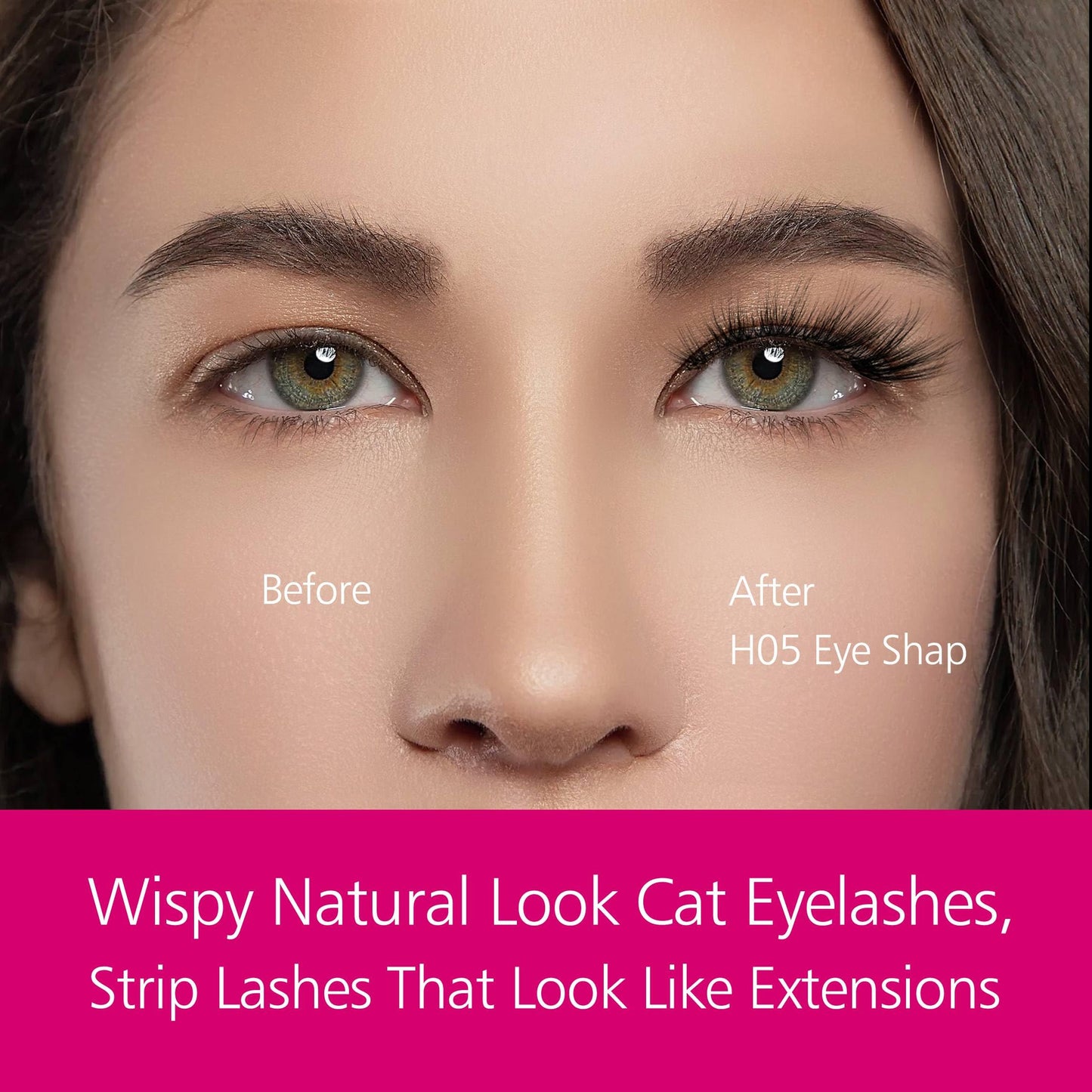 Eliace Luxurious 50 Pairs Cat Eye Lashes – 5 Styles, 3D Mink, Soft Band, Lash Tweezers