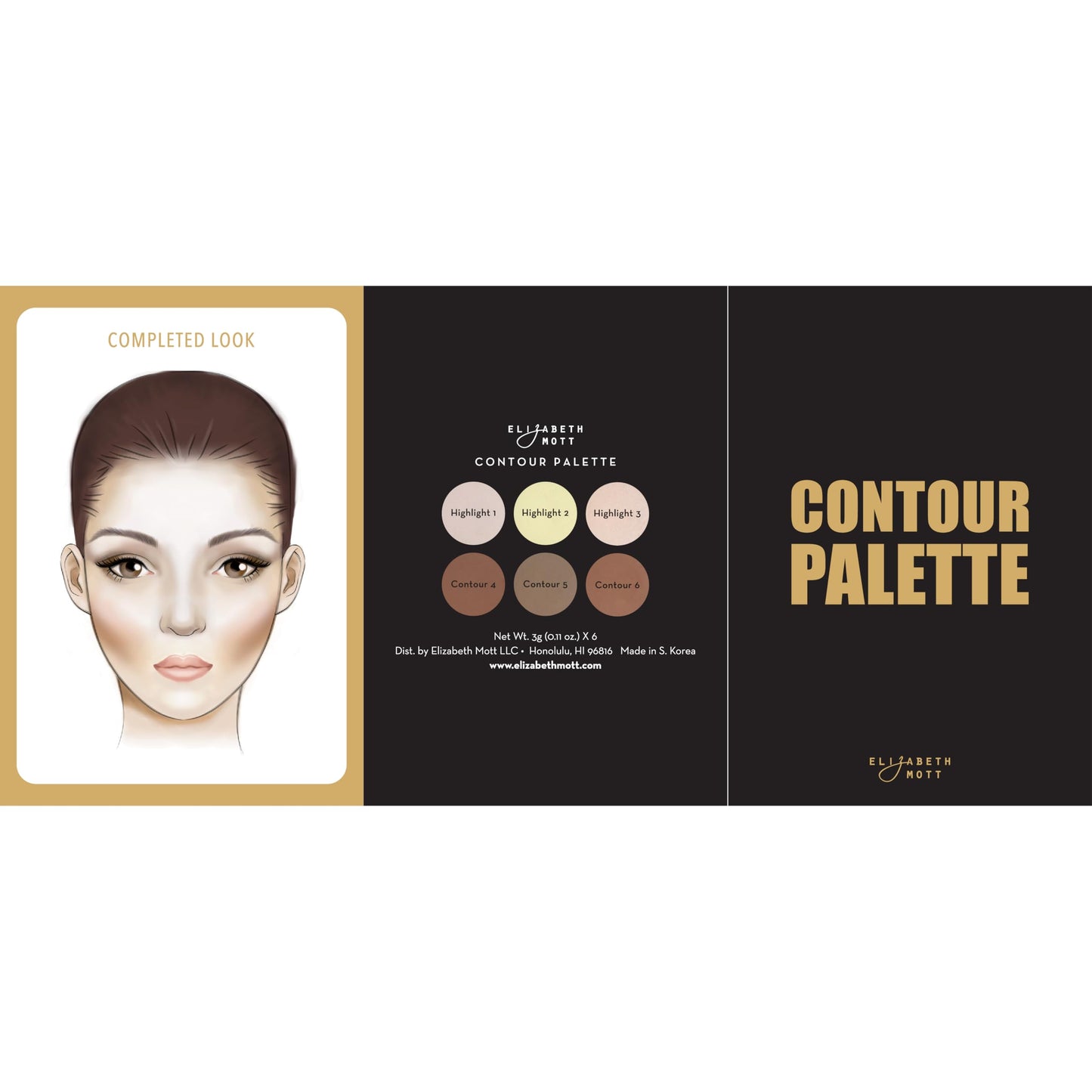 Elizabeth Mott Bronzer Contour Palette – 6 Blendable Shades for All Skin Tones, Natural Glow (Cruelty-Free)