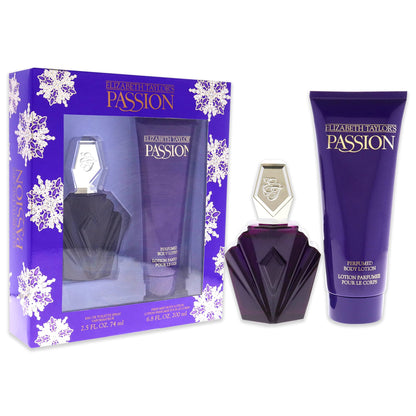 Elizabeth Taylor Passion Gift Set for Women – Perfume EDT 2.5 oz + Body Lotion 6.8 oz