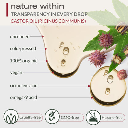 Ella & Eden Organic Castor Oil – 32oz, Cold-Pressed & Hexane-Free | Hair, Skin, Lashes