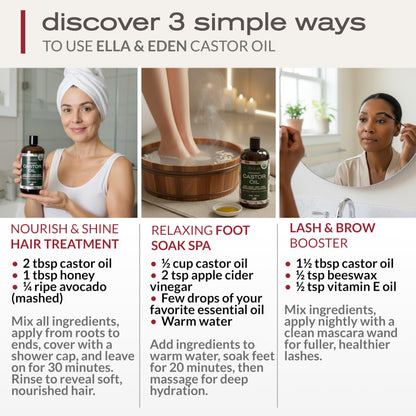 Ella & Eden Organic Castor Oil – 32oz, Cold-Pressed & Hexane-Free | Hair, Skin, Lashes