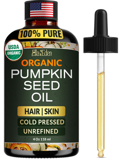Ella & Eden Organic Pumpkin Seed Oil for Hair Growth – Cold-Pressed, Hexane-Free, 4 Fl Oz