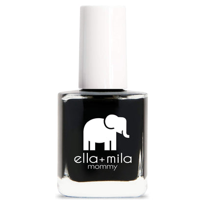 ella+mila Lights Out Black Nail Polish – Quick-Dry, Chip-Resistant, 0.45 fl oz