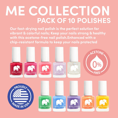 ella+mila Professional Nail Polish Set – 10 Quick-Dry, Vegan & Non-Toxic, 0.24 fl oz Each