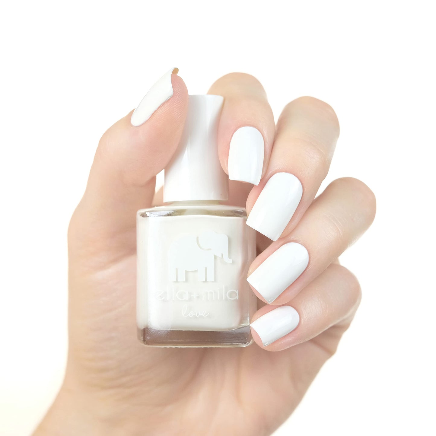 ella+mila Pure Love Quick-Dry White Nail Polish – Long-Lasting & Chip-Resistant, 0.45 oz