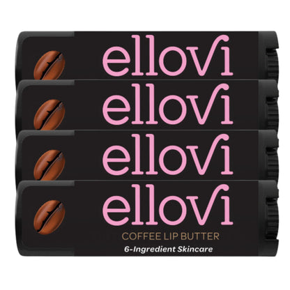 Ellovi Coffee Lip Butter – 4-Pack All-Natural Lip Balm with 6 Vegan Ingredients