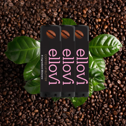 Ellovi Coffee Lip Butter – 3-Pack Natural Lip Balm, 6 Vegan Ingredients