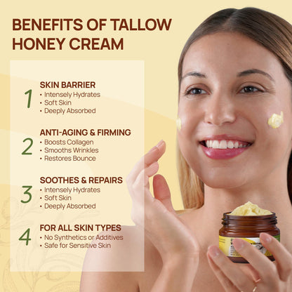 Elrisme Face Tallow and Honey Balm – Deep Moisturizing Whipped Cream for Dry Skin (2.3 oz)
