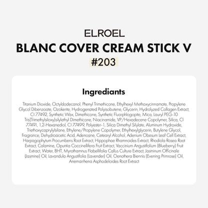 ELROEL Blanc Cover Stick V White – Color-Changing Foundation with Volufiline | Dewy Buildable Coverage