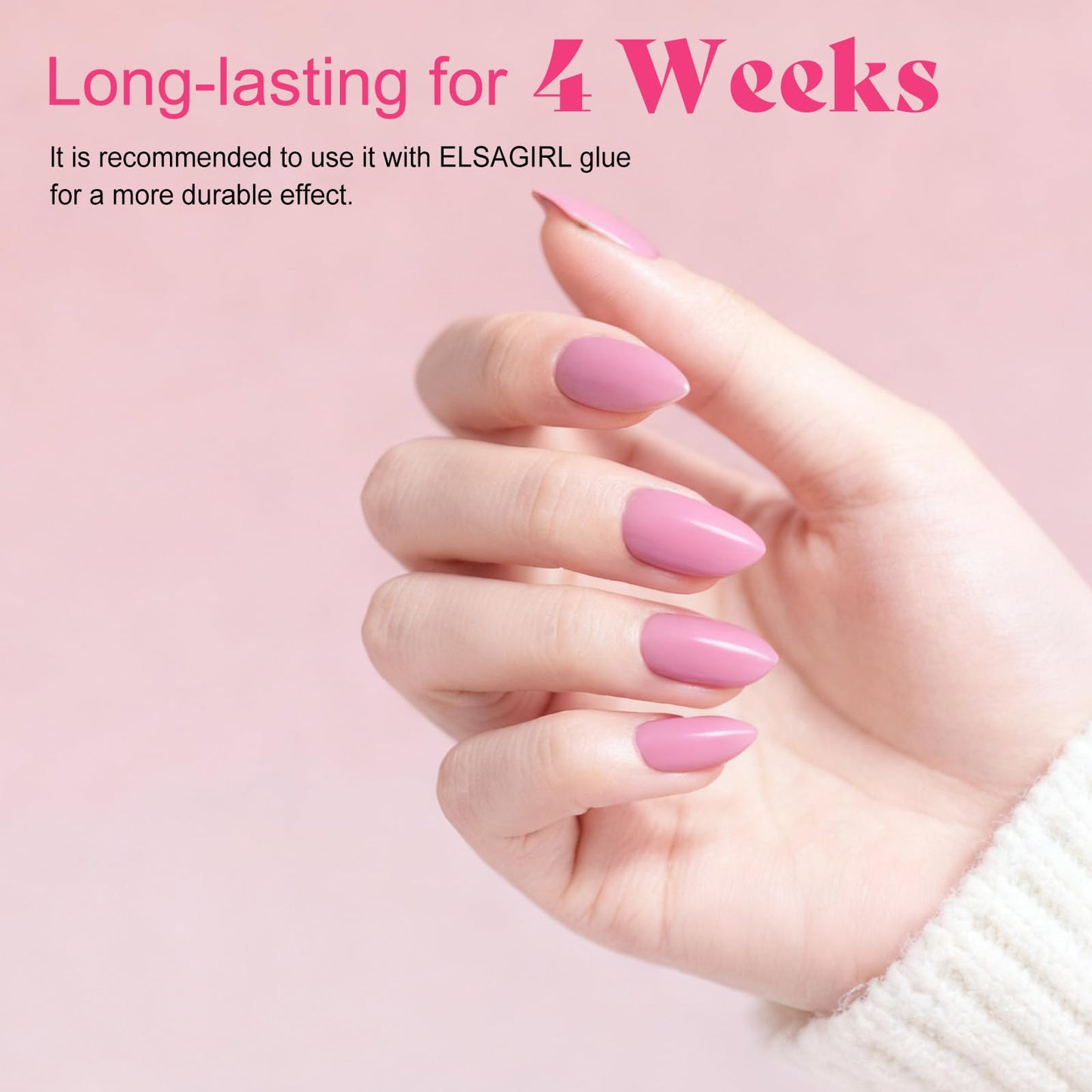 ELSAGIRL 12 Colors Short Almond Press-On Nails — 360 PCS with Adhesive Tabs | Glossy Jelly Nude Milky White