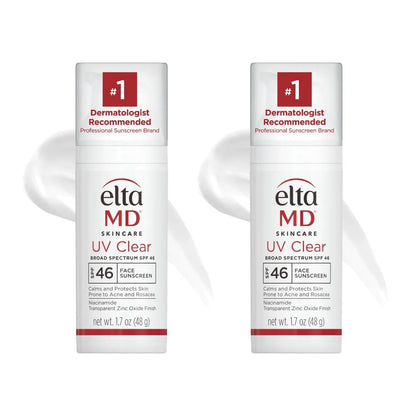 EltaMD UV Clear SPF 46 Face Sunscreen — Oil-Free for Acne-Prone Skin | 1.7 oz Pump (Pack of 2)