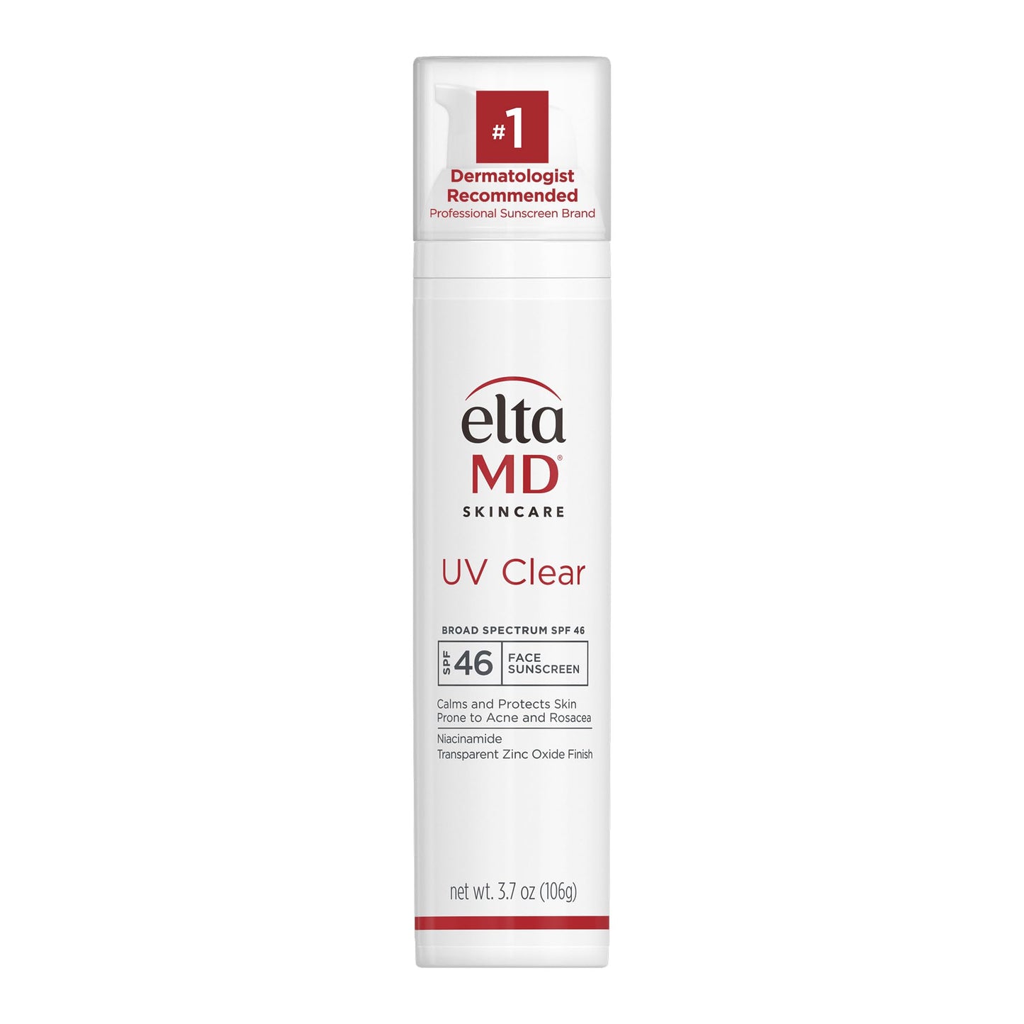 EltaMD UV Clear SPF 46 — Oil-Free Zinc Oxide Facial Sunscreen for Acne-Prone & Sensitive Skin (3.7 oz)