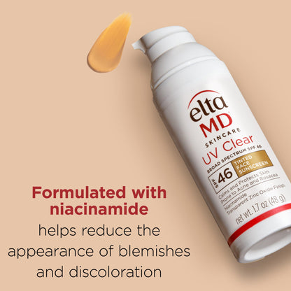 EltaMD UV Clear Tinted Face Sunscreen SPF 46 — Oil-Free, Zinc Oxide, Dermatologist Recommended