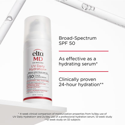 EltaMD UV Daily Hydration+ SPF 50 — Lightweight Hybrid Sunscreen with Hyaluronic Acid