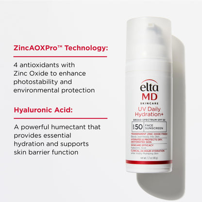 EltaMD UV Daily Hydration+ SPF 50 — Lightweight Hybrid Sunscreen with Hyaluronic Acid