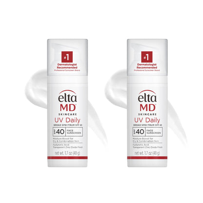 EltaMD UV Daily SPF 40 Face Sunscreen Moisturizer with Zinc Oxide, 1.7 oz Pump (Pack of 2)