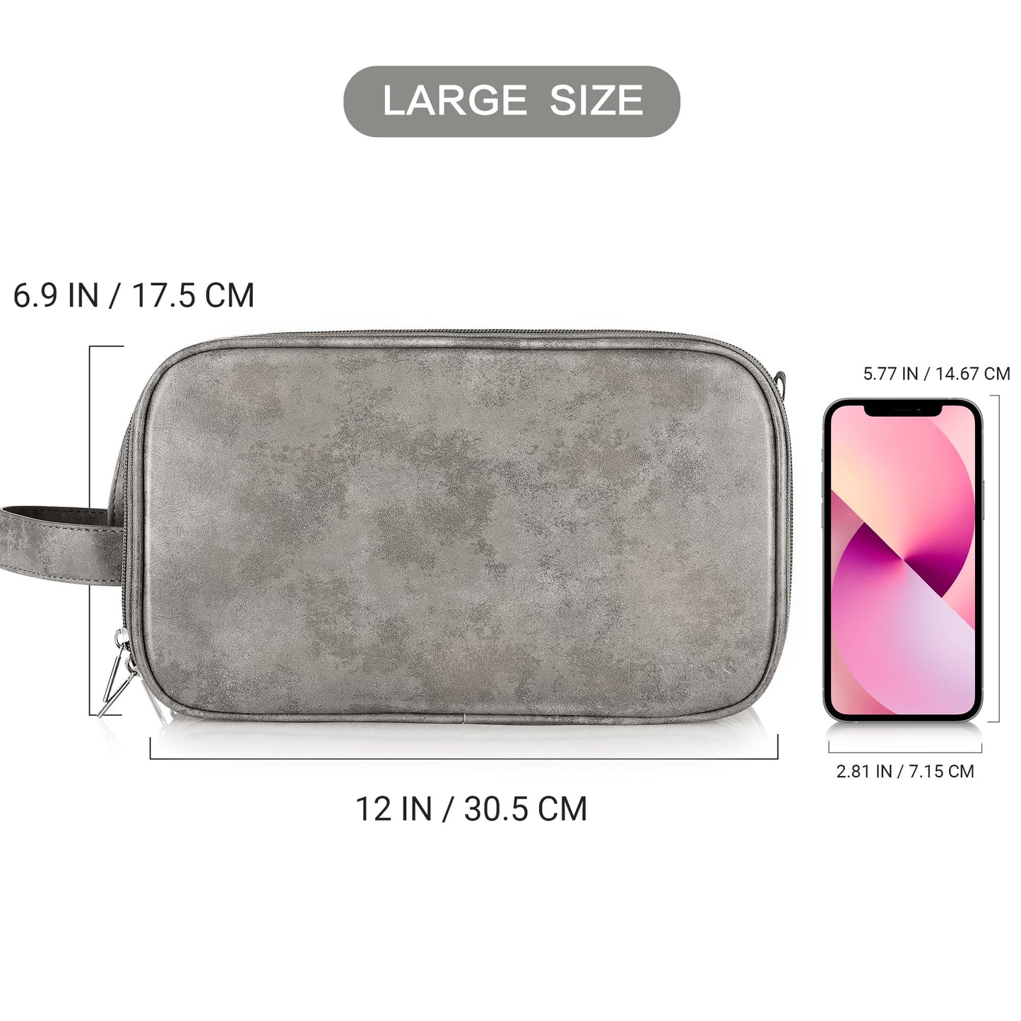 Elviros Toiletry Bag for Men – Large Travel Dopp Kit, Water-Resistant PU Leather Organizer
