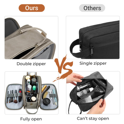 Elviros Toiletry Bag for Men – Large Travel Dopp Kit, Water-Resistant PU Leather Organizer