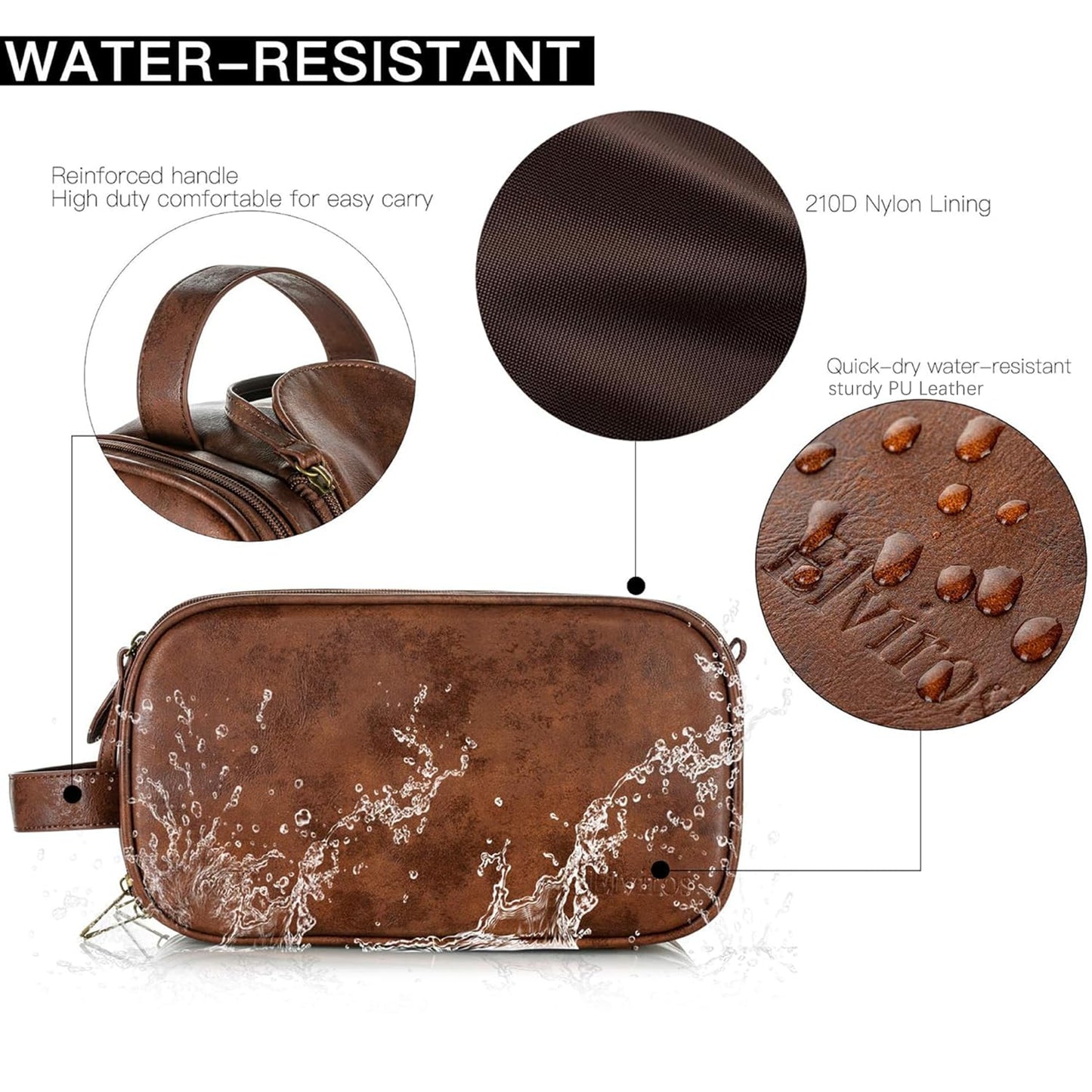 Elviros Travel Toiletry Bag for Men — Waterproof Shaving Dopp Kit & Organizer