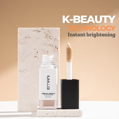 Emani HD Corrective Liquid Concealer – Full Coverage with Vitamin C & Hyaluronic Acid (Medium)