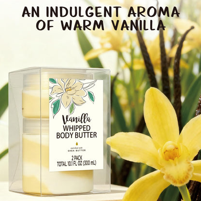 Embleaf Vanilla Whipped Body Butter – Deep Moisturizing Shea Cream for Dry Skin (3.4 fl oz + 6.8 fl oz / 100 ml + 200 ml)