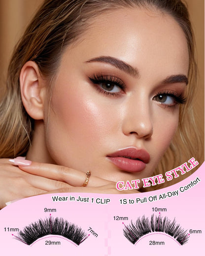 EMEDA Natural Look Magnetic Eyelashes Kit – 2 Pairs, Reusable, No Glue Needed, with Applicator & Mirror