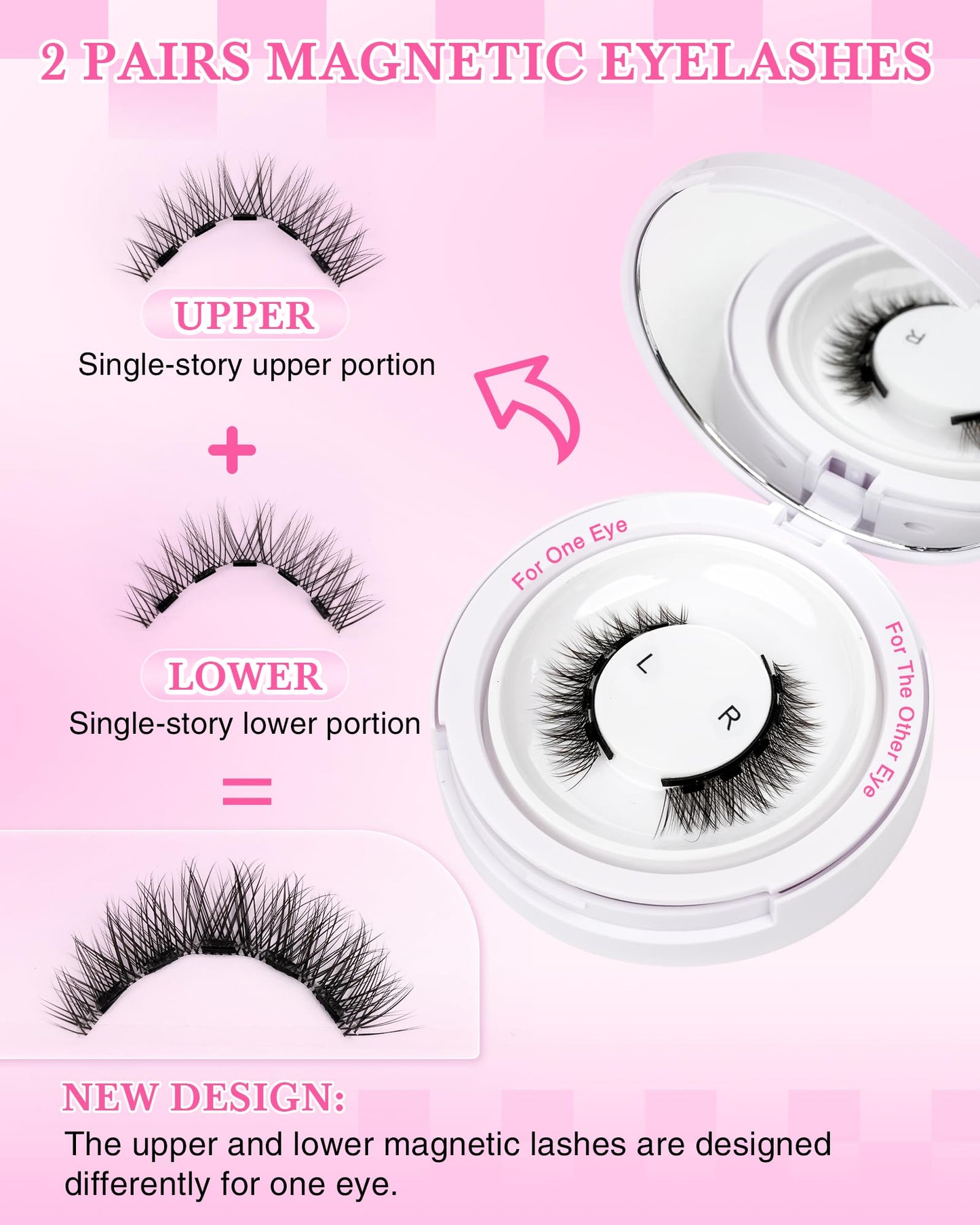 EMEDA Natural Look Magnetic Eyelashes Kit – 2 Pairs, Reusable, No Glue