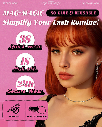 EMEDA Upgrade Soft Magnetic Eyelashes with Applicator & Lash Fixer – No Glue Needed