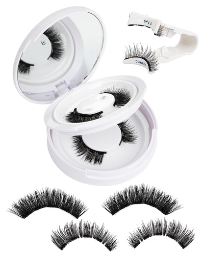 EMEDA Natural Look Magnetic Eyelashes Kit – 2 Pairs, Reusable, No Glue Needed, with Applicator & Mirror