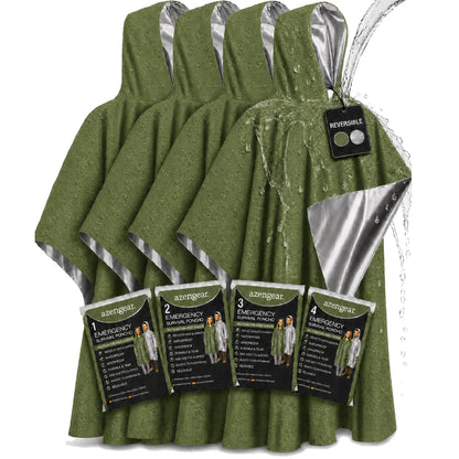 Emergency Survival Foil Poncho (4pc), Reversible