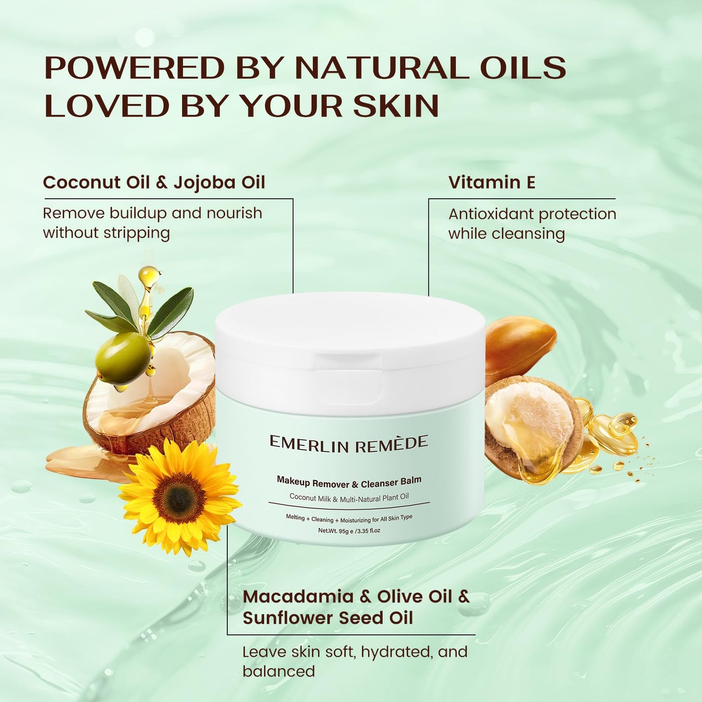 Emerlin Remède Makeup Remover Balm with Coconut Milk – Melt, Cleanse, Moisturize