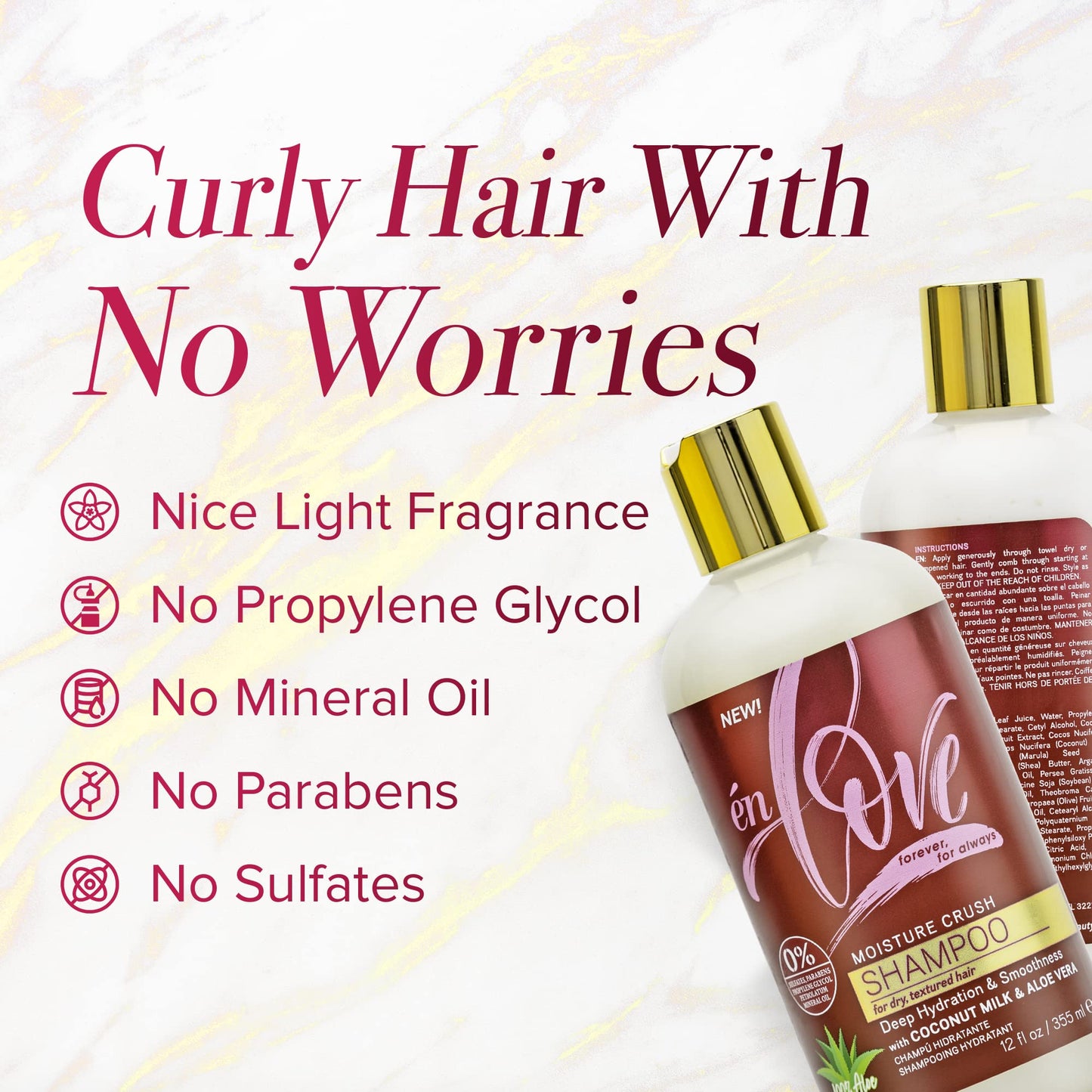 Én Love Moisture Crush Shampoo for Curly & Wavy Hair — Coconut Milk, Aloe Vera, No Sulfates | 12oz