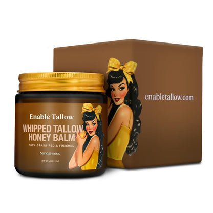 Enable Tallow Face & Body Cream – Whipped Beef Tallow & Manuka Honey Balm for Dry & Sensitive Skin, 4oz