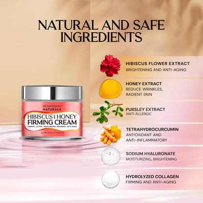 Enaskin Naturals Neck Firming & Tightening Cream with Hibiscus & Honey – Anti-Aging Moisturizer for Neck, Face & Chest – 1.7 Fl Oz