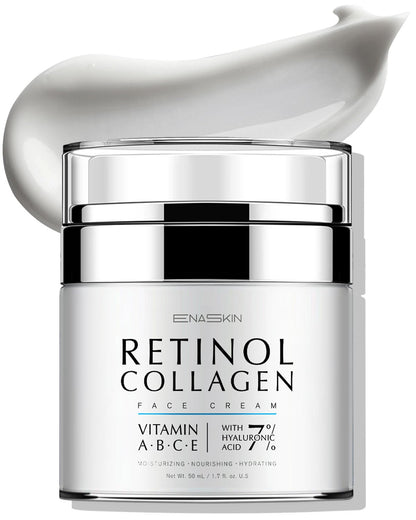 EnaSkin Retinol Collagen Face Cream – 2% Retinol, 7% Hyaluronic Acid, Day/Night Anti-Aging Moisturizer, 1.7 oz