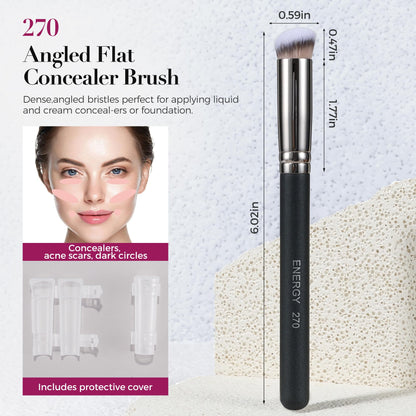 ENERGY Makeup Brush Set - 3-Piece Professional Kit with Vegan Bristles & Travel Case