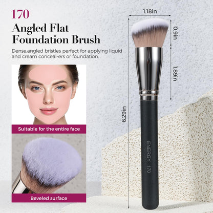 ENERGY Makeup Brush Set - 3-Piece Professional Kit with Vegan Bristles & Travel Case