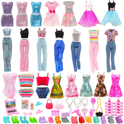 ENOCHT 51 PCS Doll Clothes & Accessories for 11.5-inch Dolls – Dresses, Swimwear, Shoes & Hangers