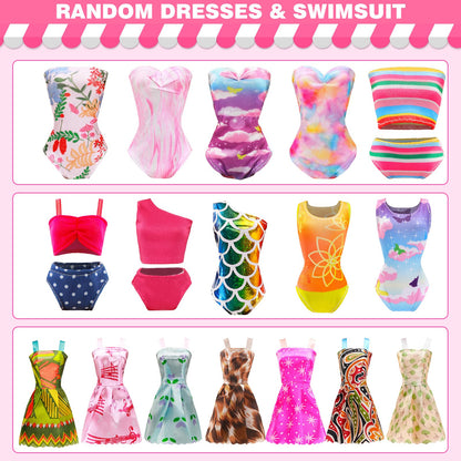 ENOCHT 51 PCS Doll Clothes & Accessories for 11.5-inch Dolls – Dresses, Swimwear, Shoes & Hangers