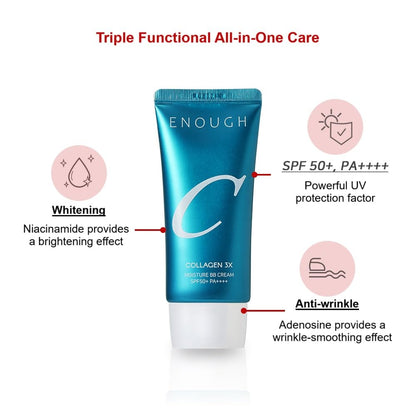Enough Collagen 3X Moisture BB Cream SPF50 - Full Coverage Tinted Moisturizer (1.76 oz)